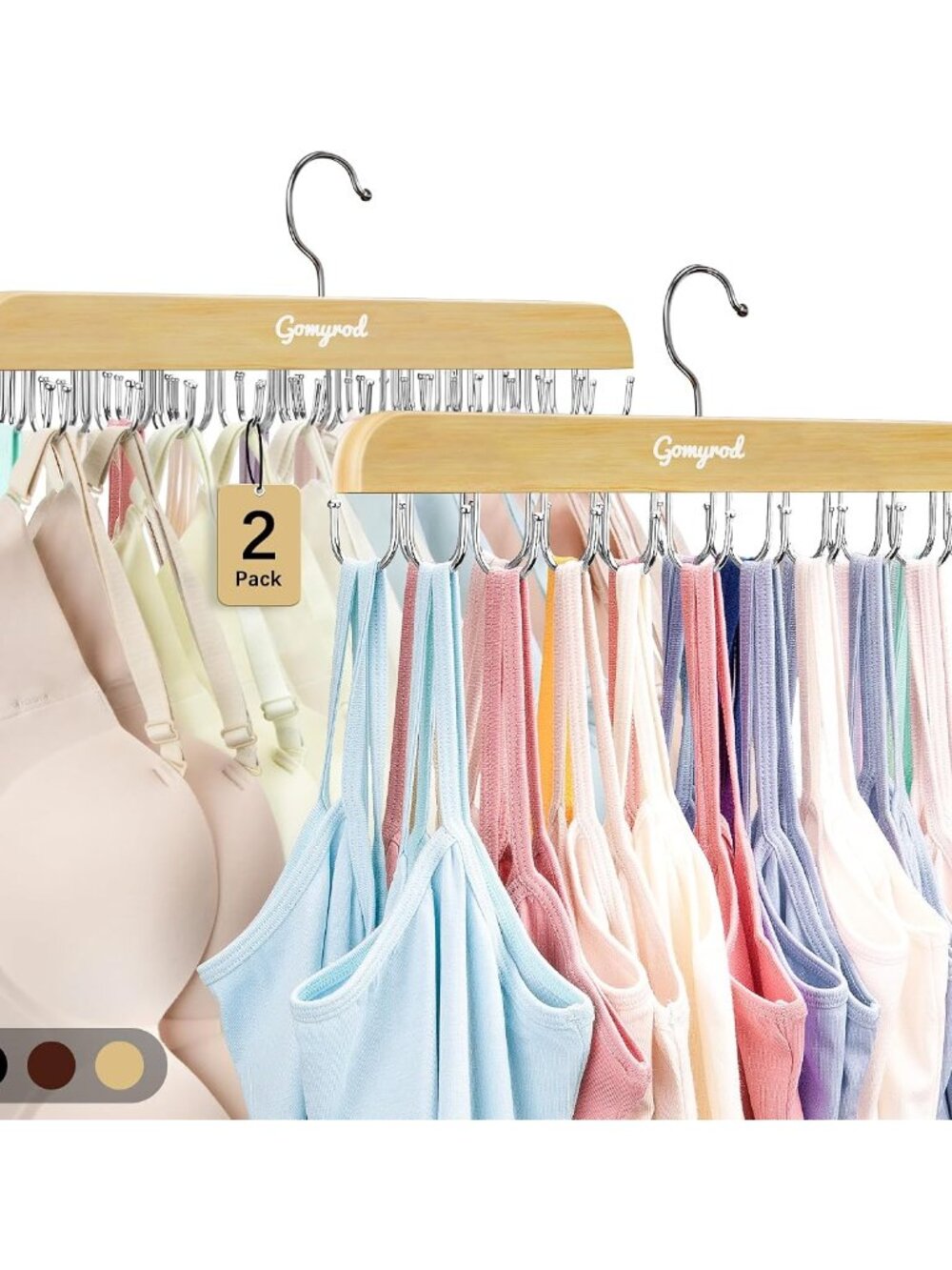 Tank Top Hanger, 2 Pack w/40 Hooks Bra Hanger for Closet Organizer